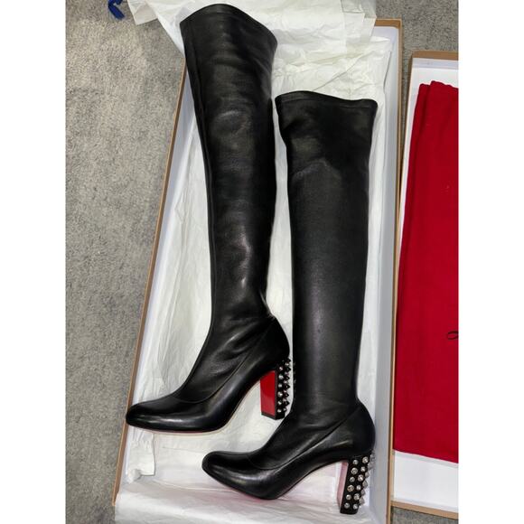 Christian Louboutin Study Stretch 85 Black Nappa Leather Knee High Heel Boot 36 - Picture 9 of 16